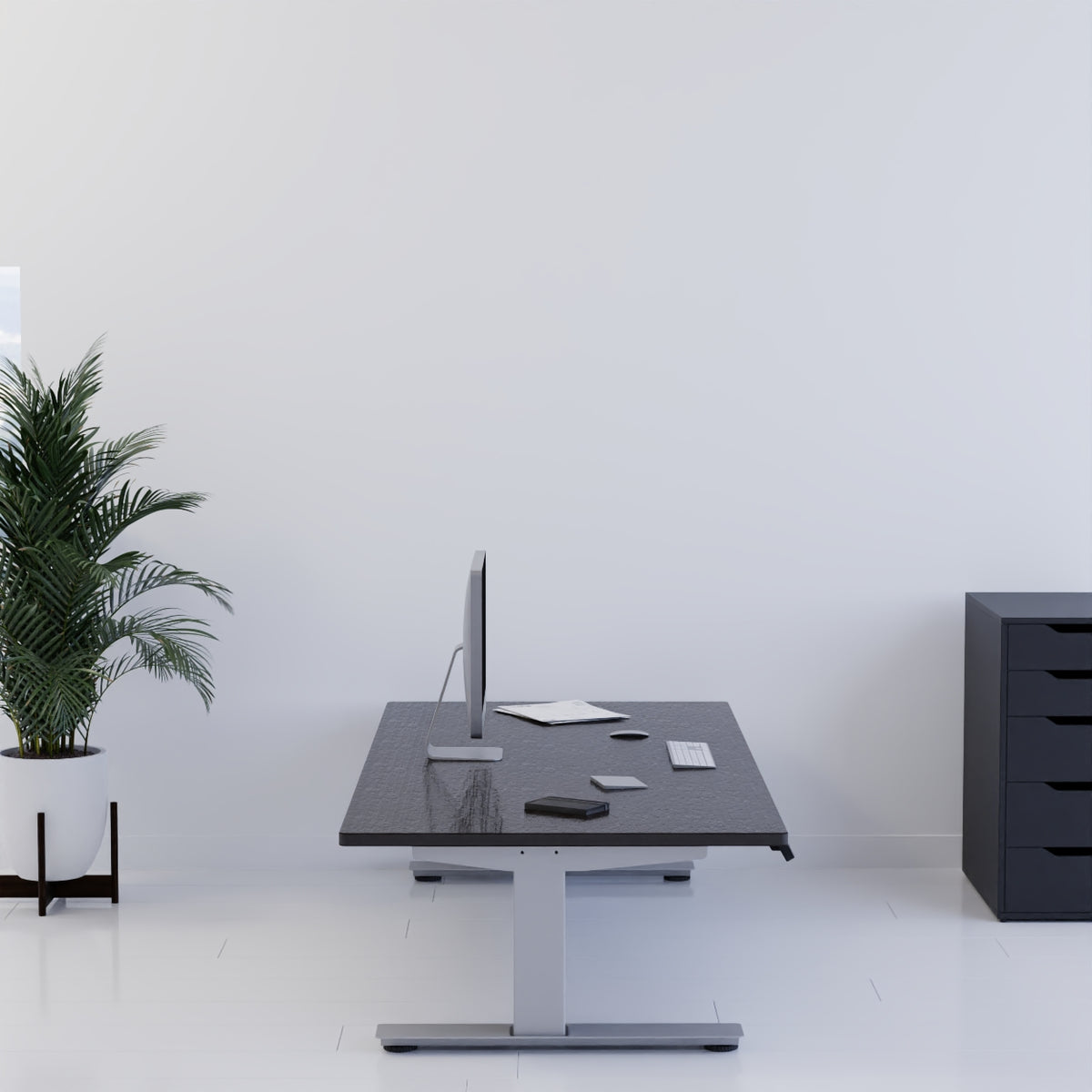 White ergonomic online desk